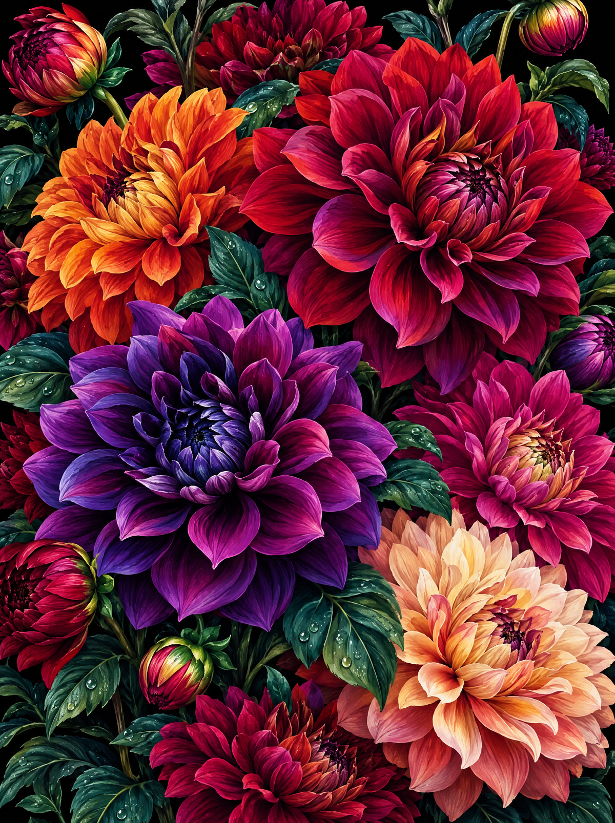 Jewel Dahlia Bloom Wall