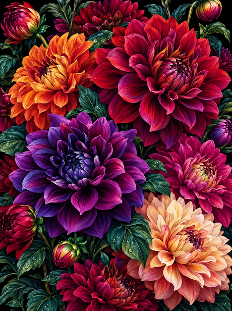 Jewel Dahlia Bloom Wall