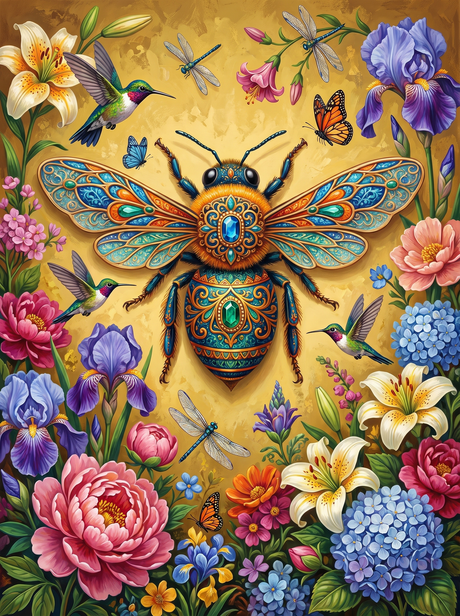 Jewelled Bee And Hummingbirds