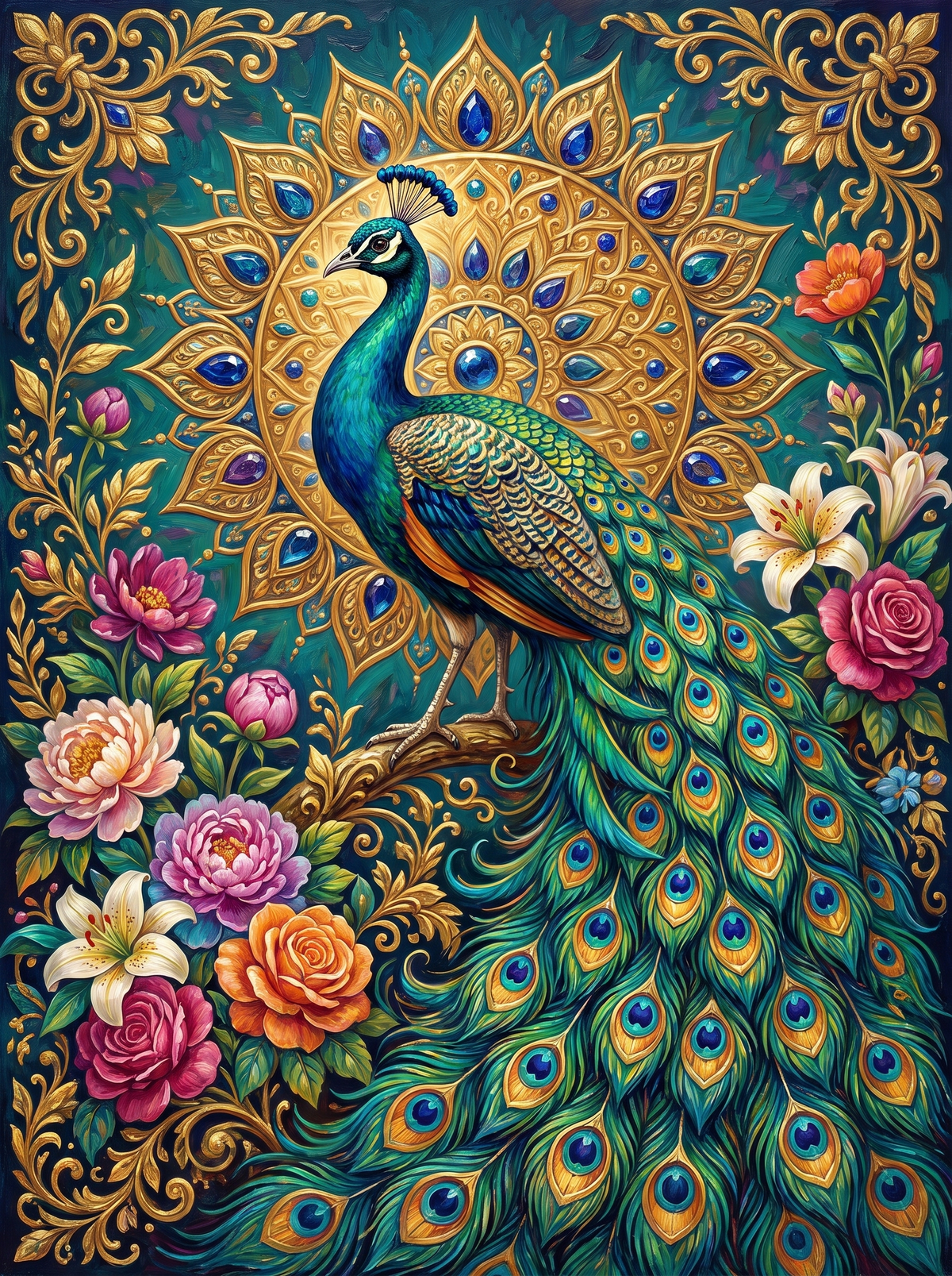 Jewelled Golden Peacock