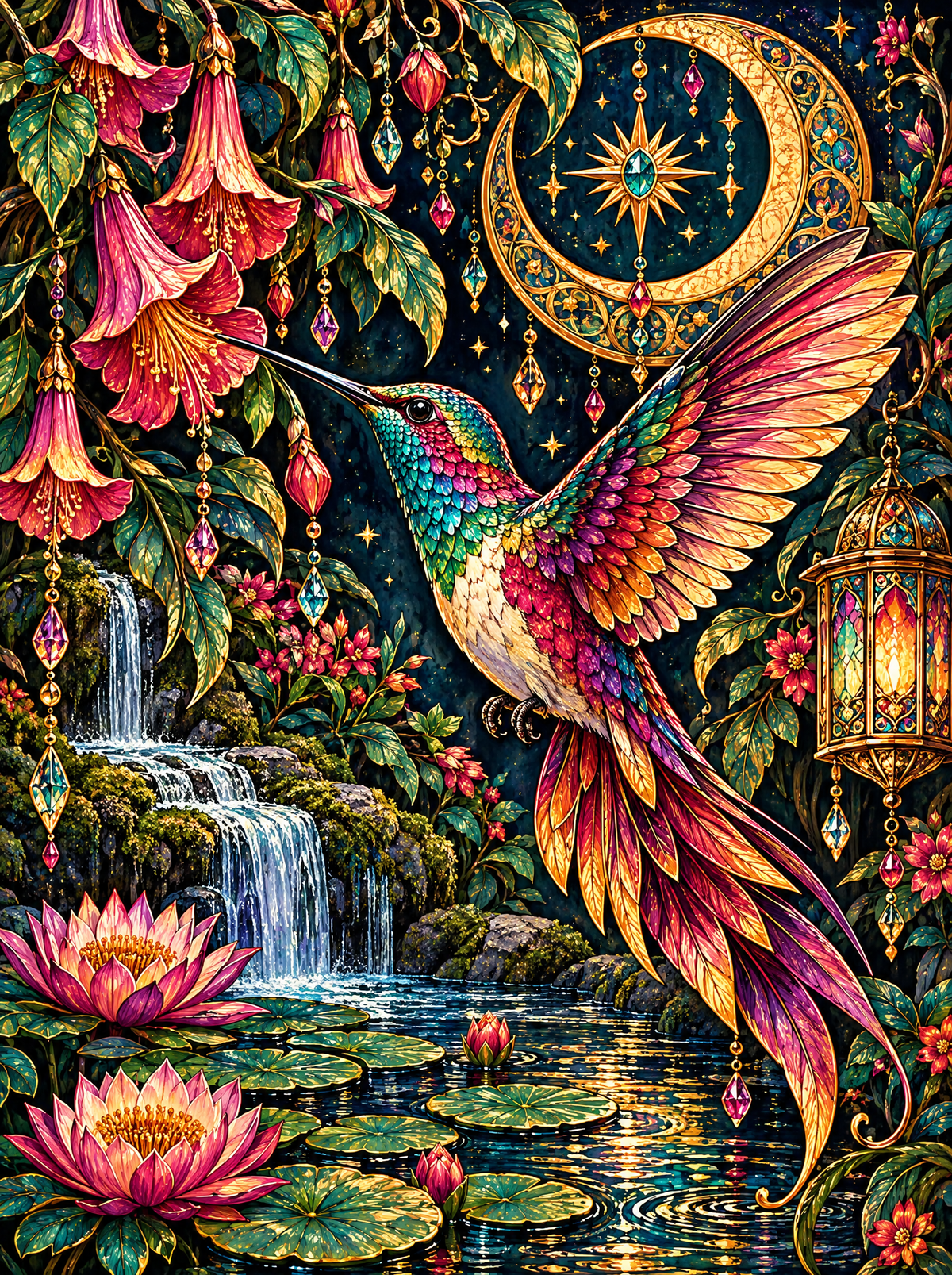 Jewelled Hummingbird At Moonrise