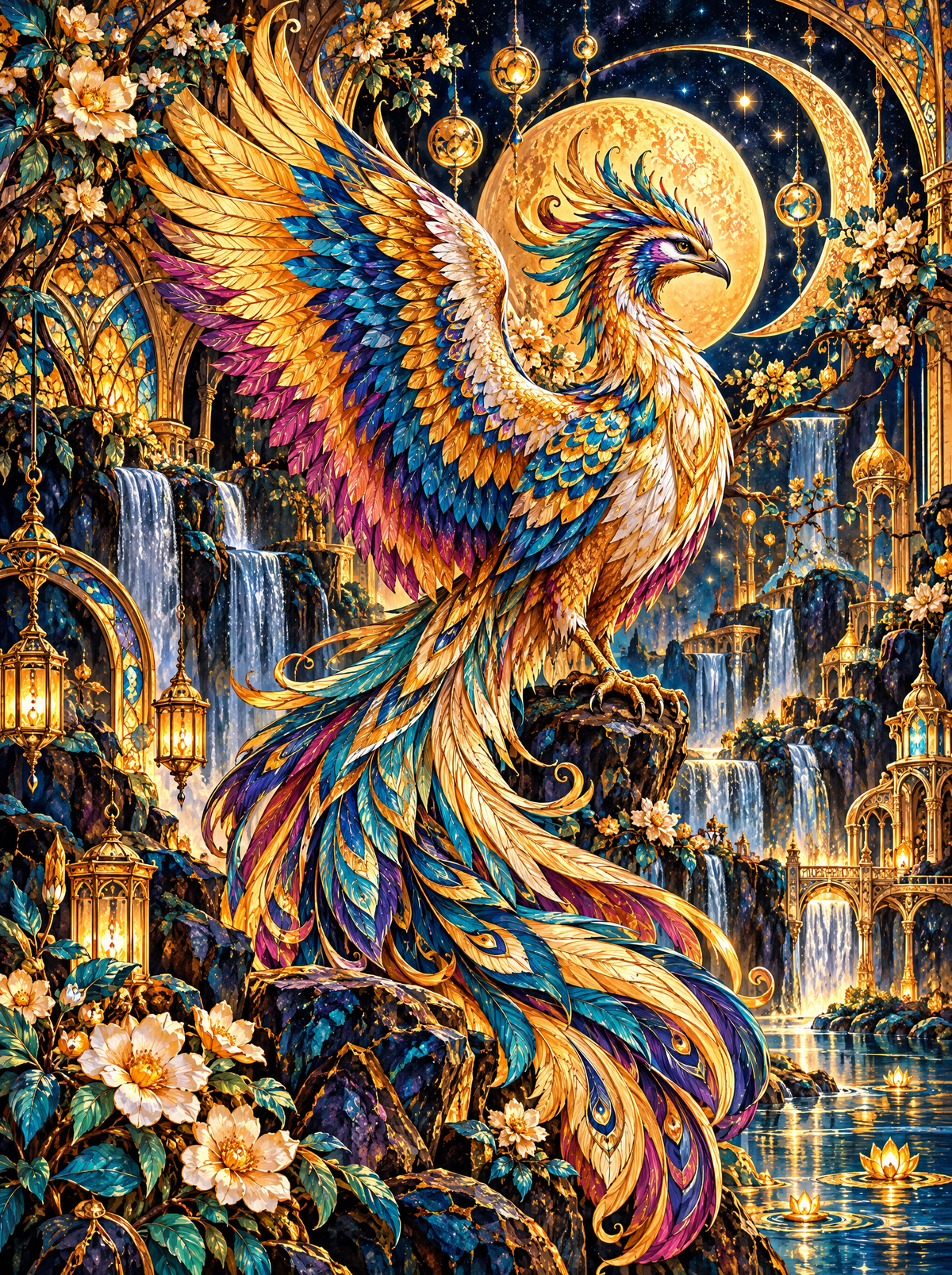 Jewelled Phoenix And Lanterns