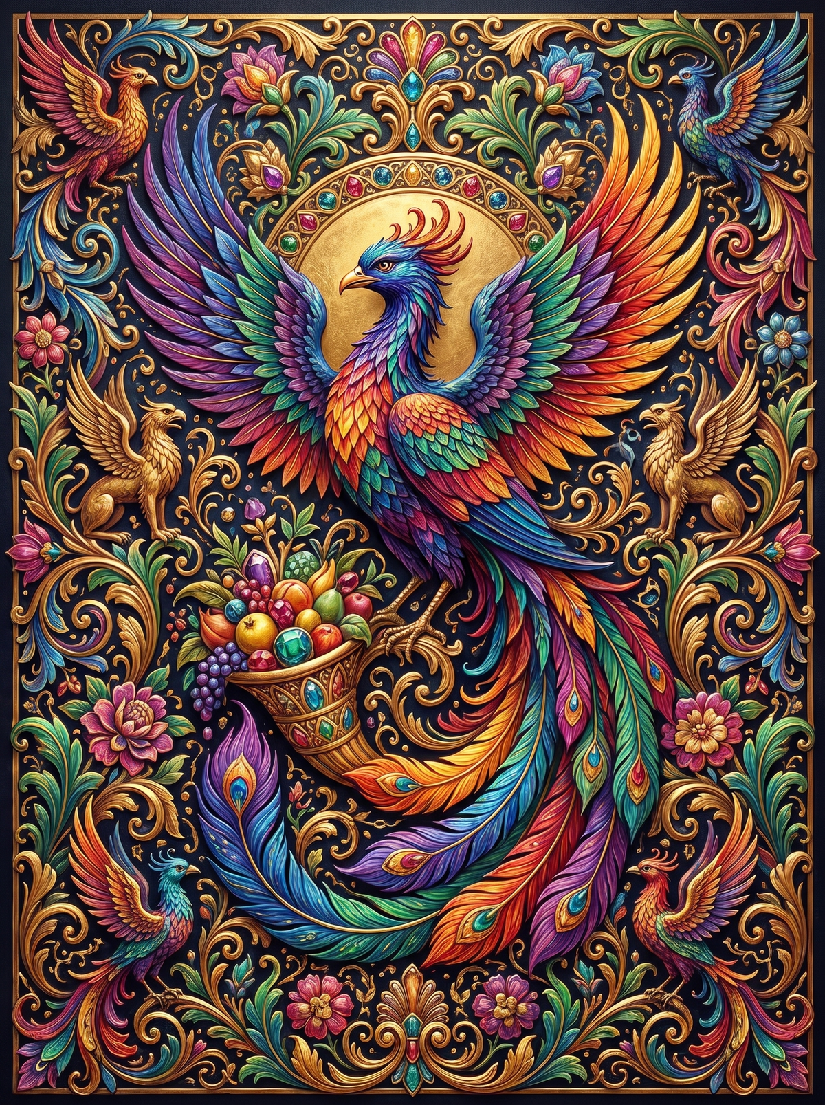 Jewelled Phoenix With Cornucopia
