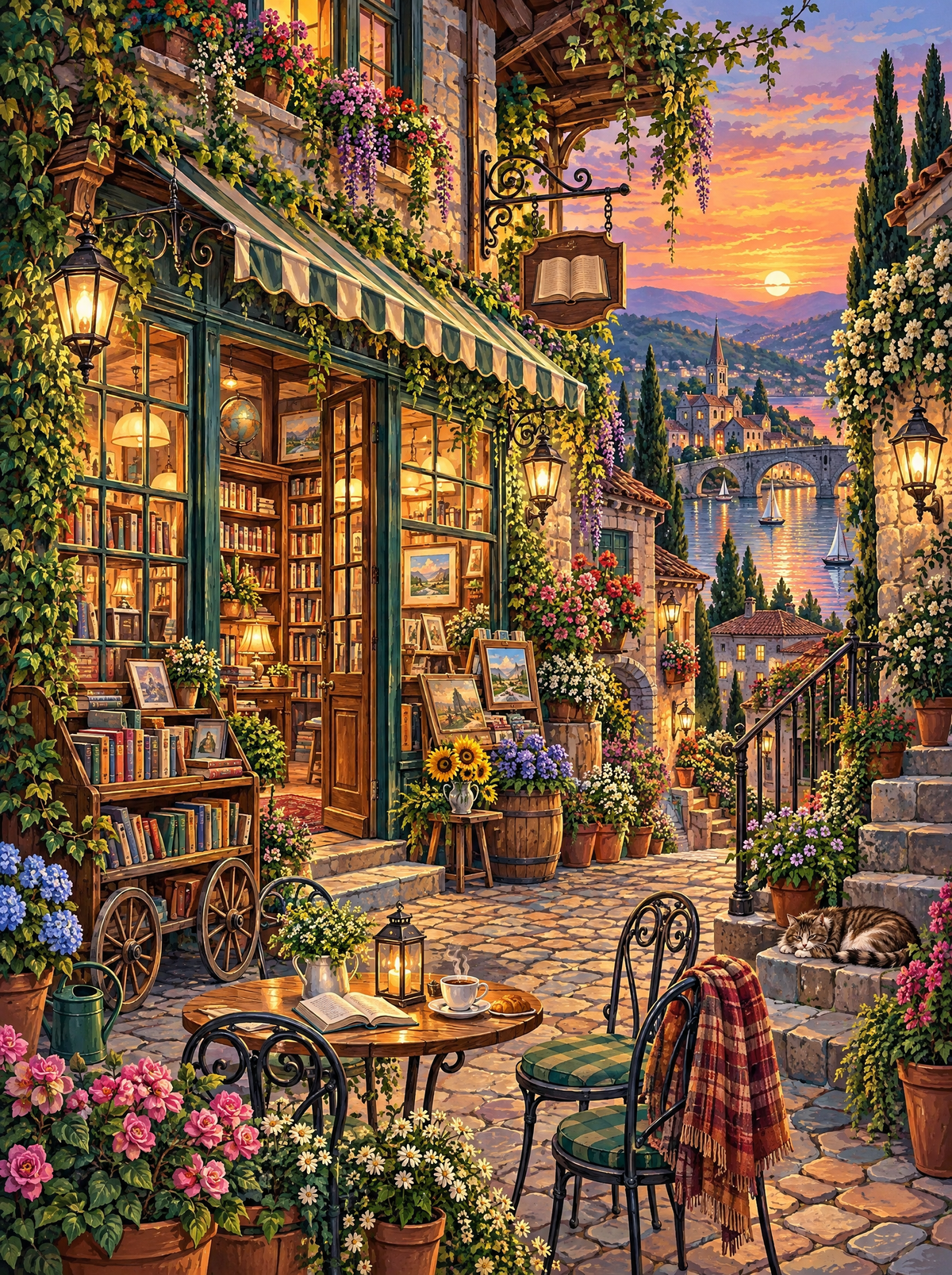 Lakeside Bookshop At Sunset