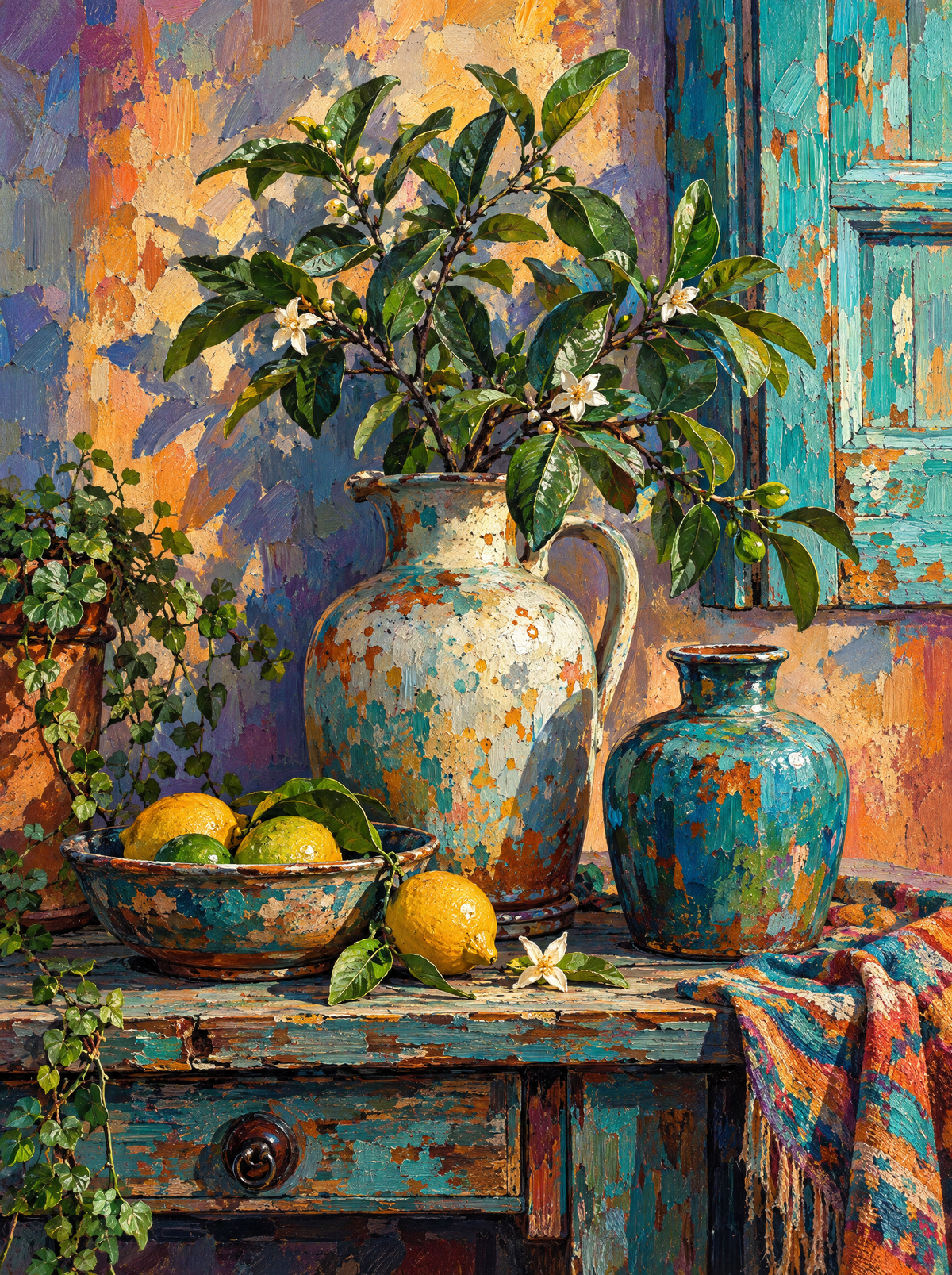 Lemon Branch And Teal Shutters