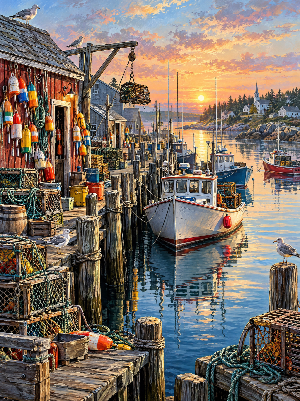 Lobster Wharf At Sunset