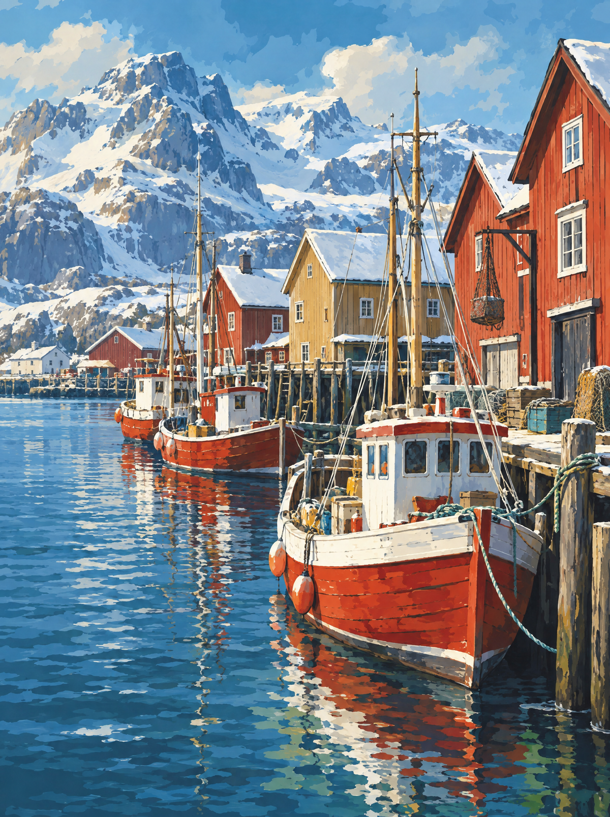 Lofoten Harbour Fishing Boats