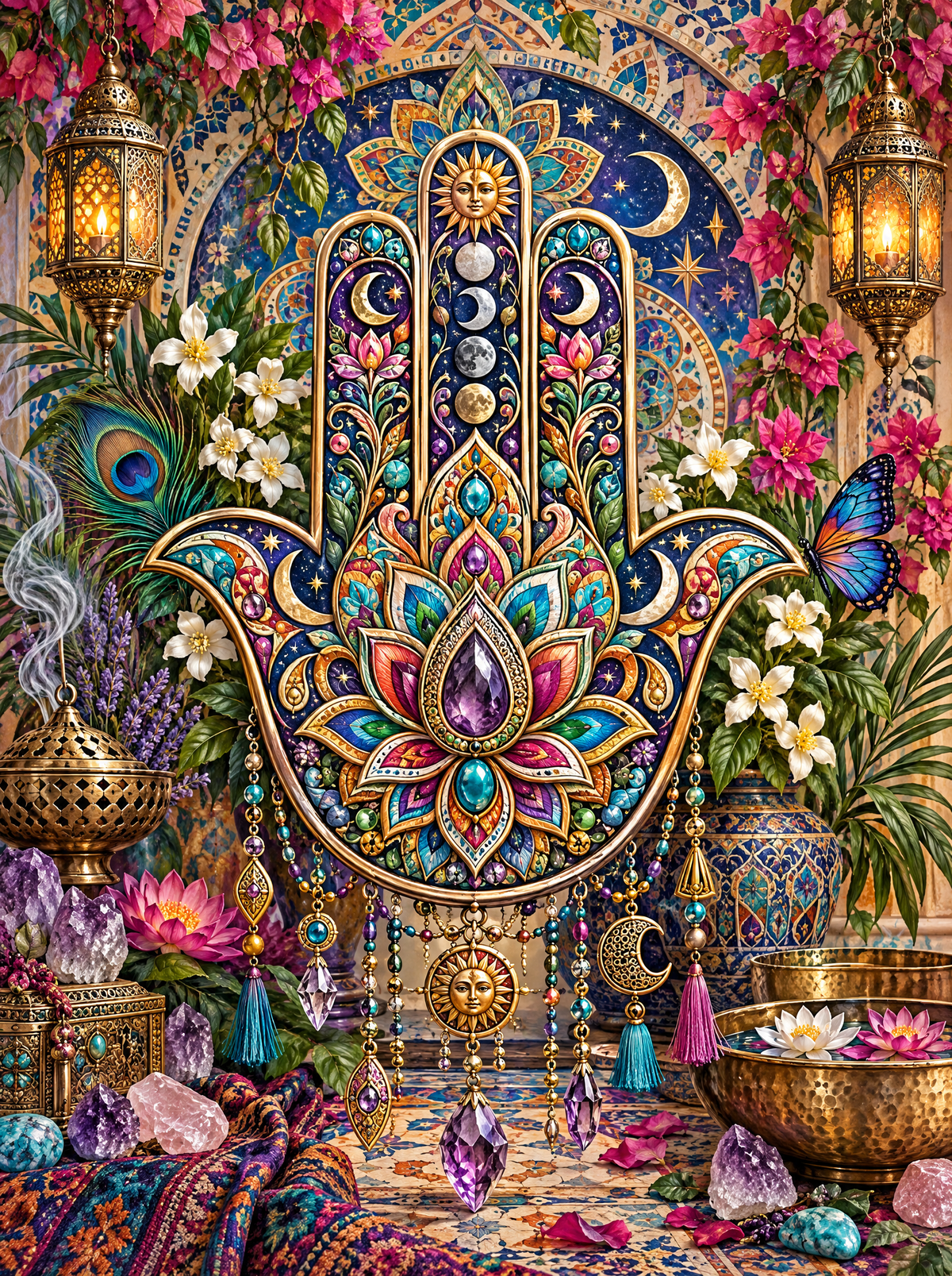 Lotus Hamsa Amethyst Altar