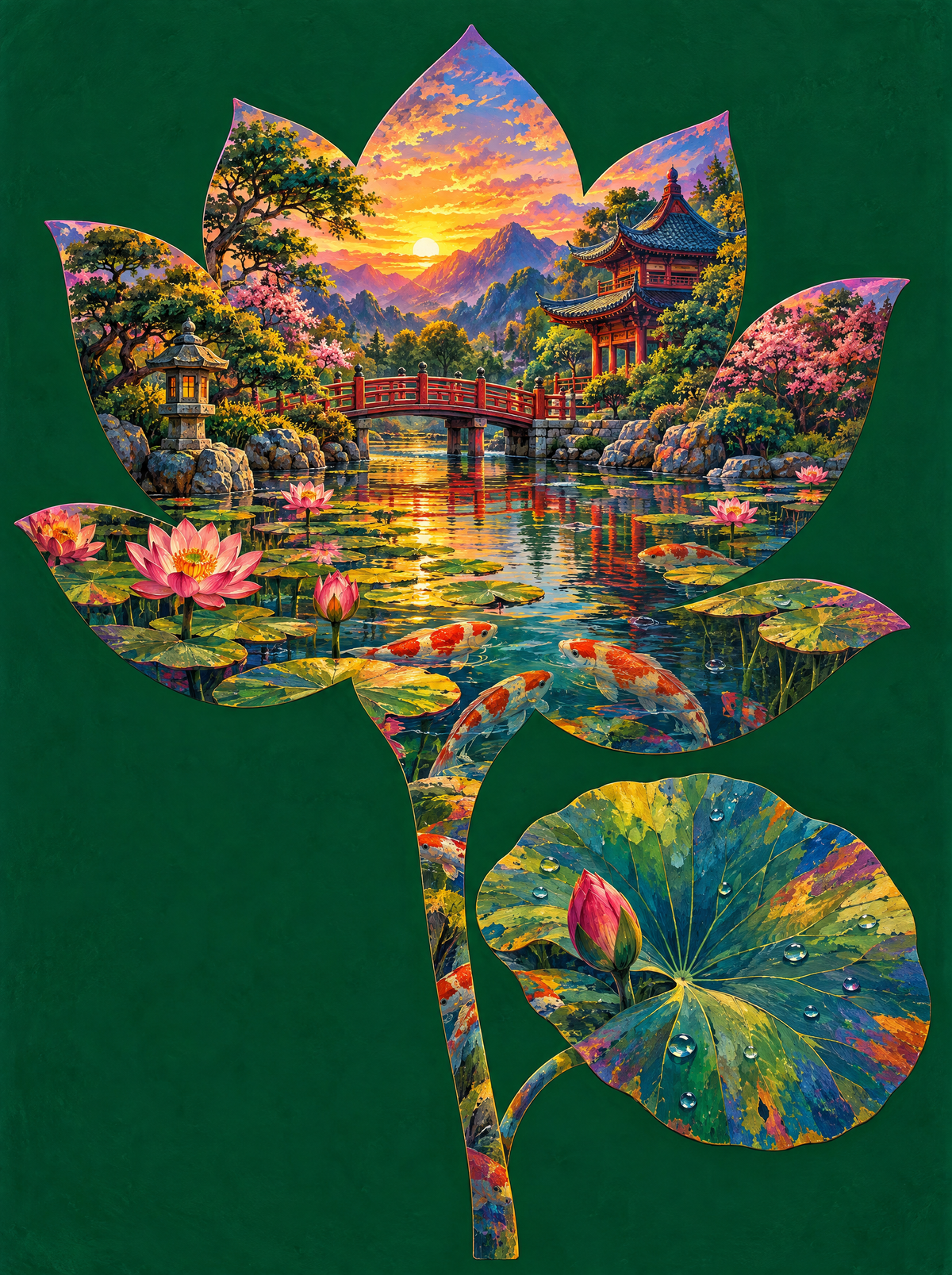 Lotus Koi Temple Pond