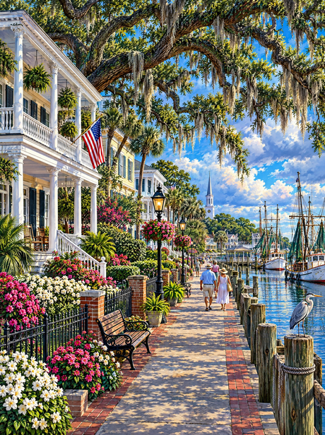 Lowcountry Waterfront Promenade (150 Color Diamond Painting)
