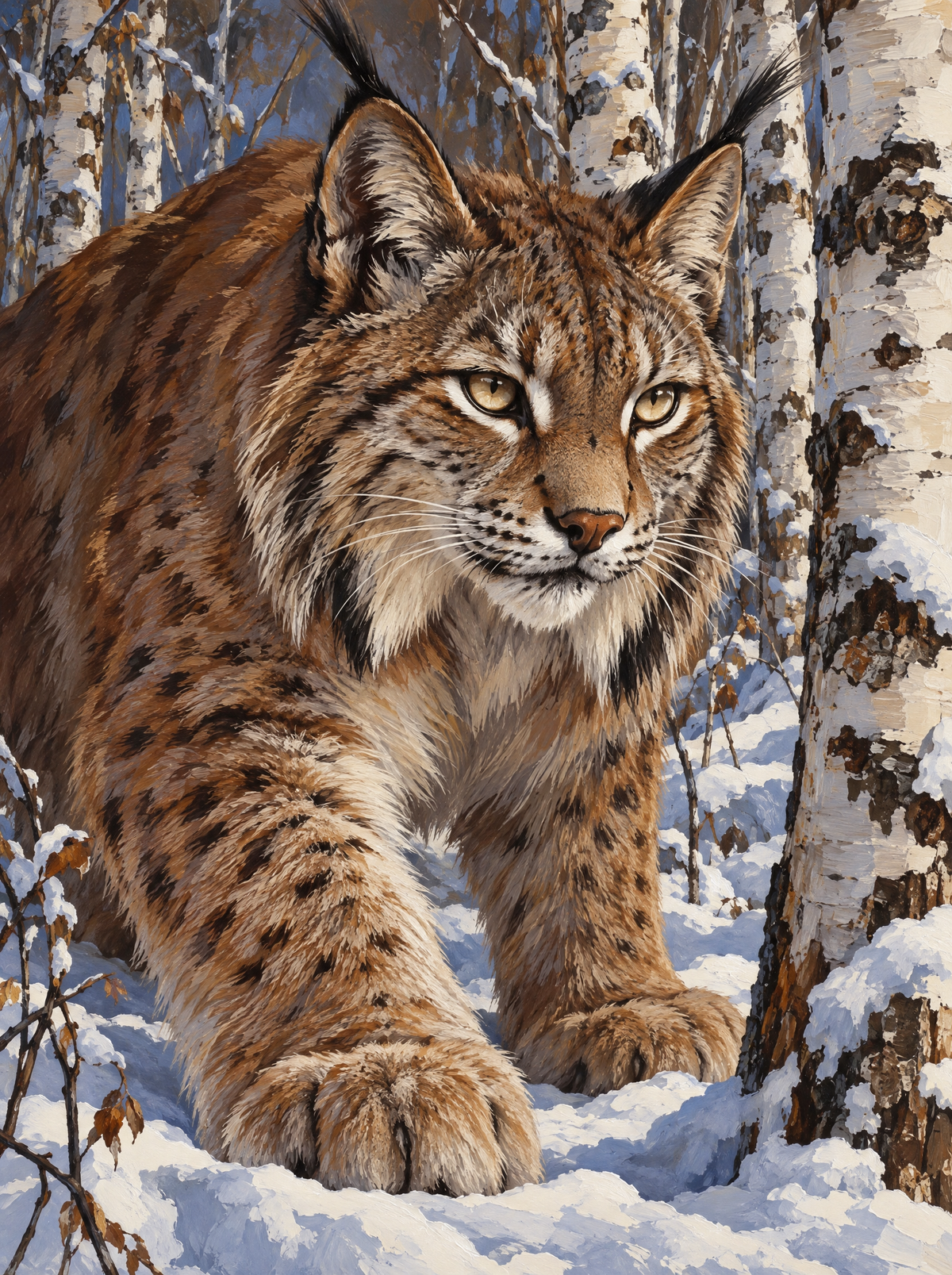 Lynx In The Birchwood