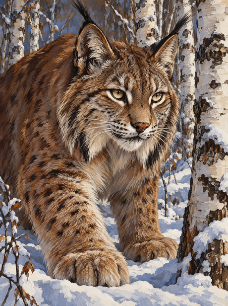 Lynx In The Birchwood