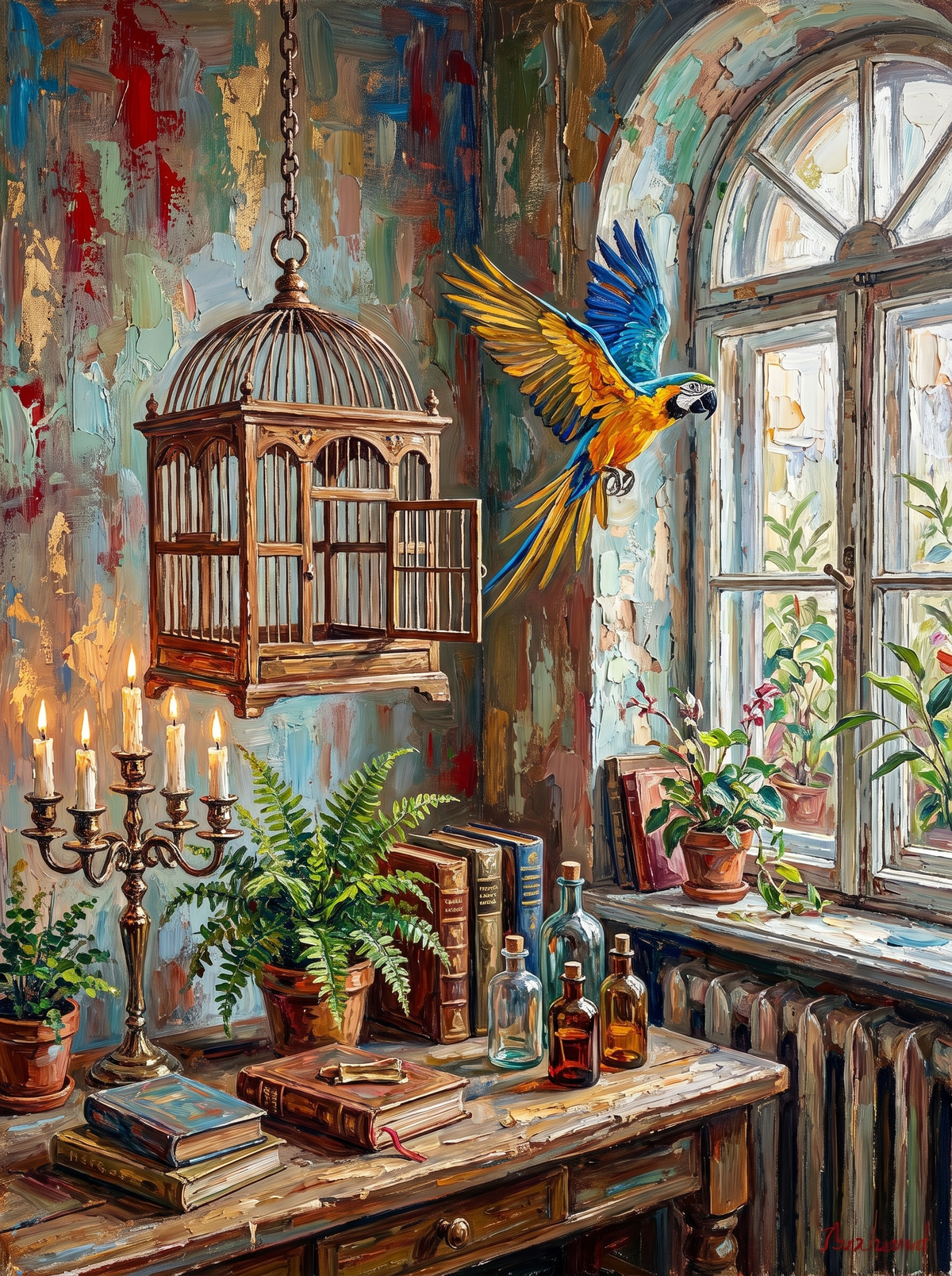 Macaw Escaping The Birdcage