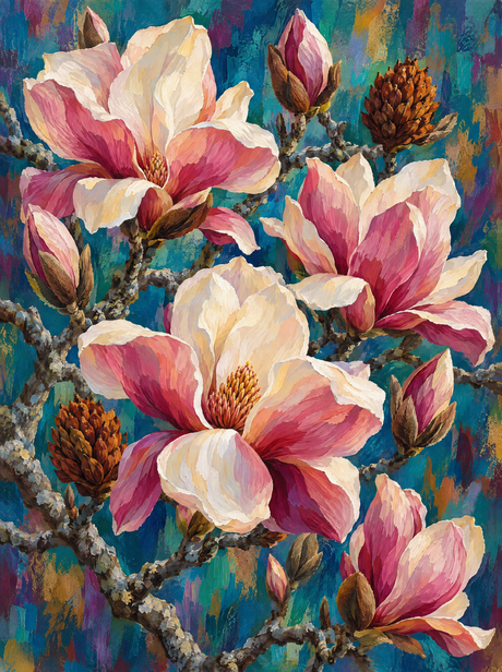 Magnolia Porcelain Dusk (150 Color Diamond Painting)