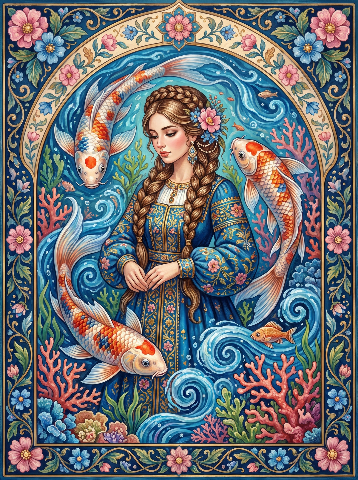 Maiden Among Koi Fish