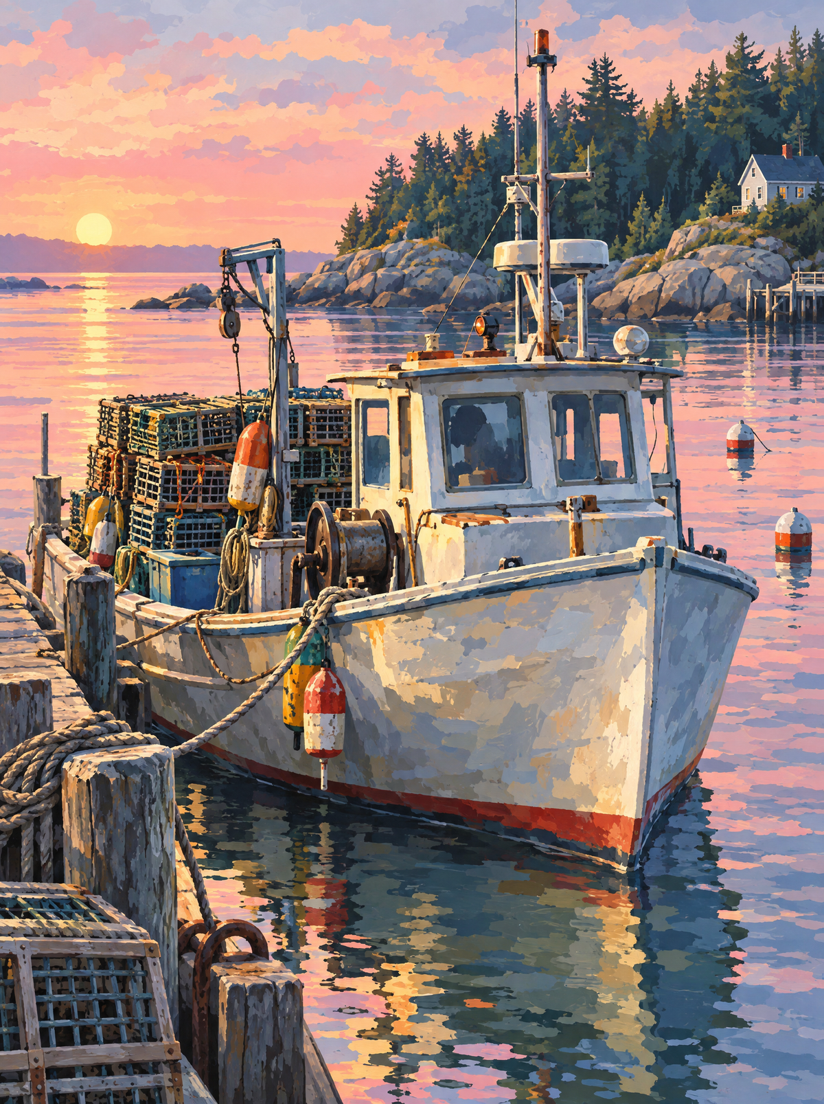 Maine Lobster Boat Dawn