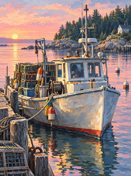 Maine Lobster Boat Dawn