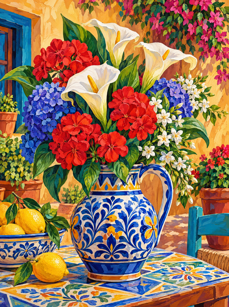 Mediterranean Bouquet With Lemons (150 Color Diamond Painting)