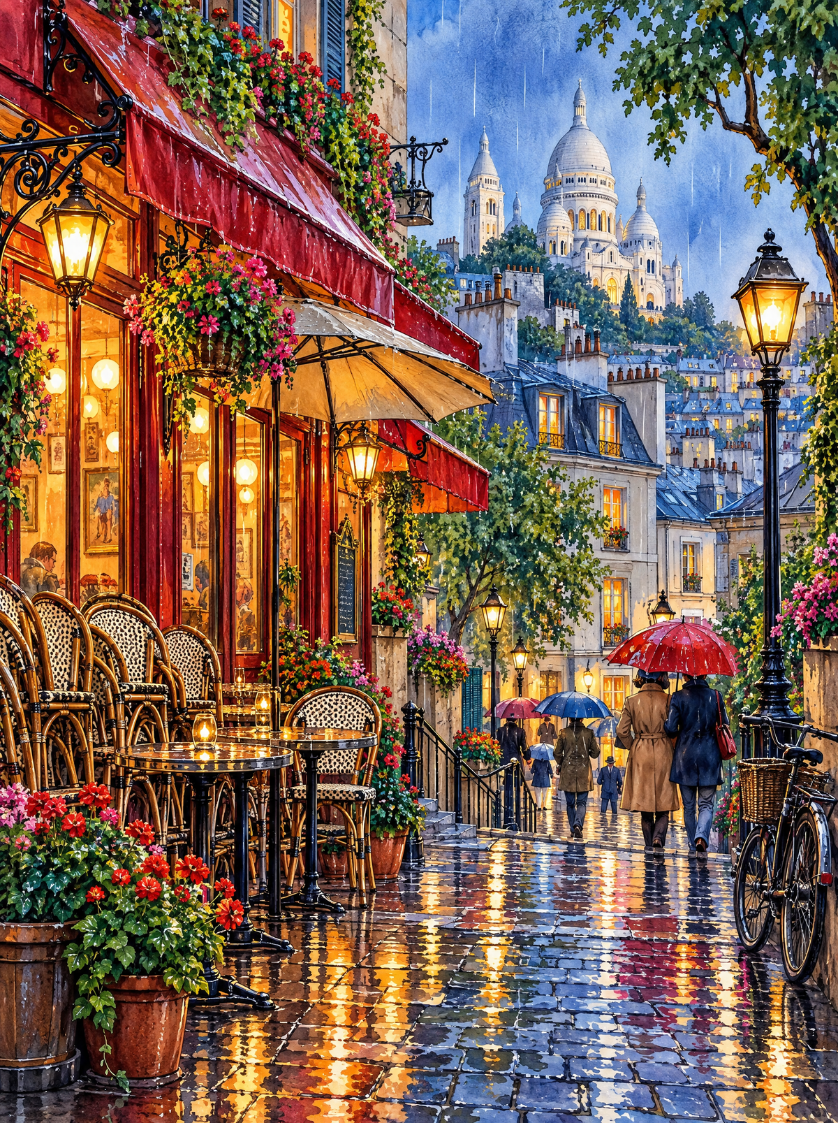 Montmartre Cafe In The Rain