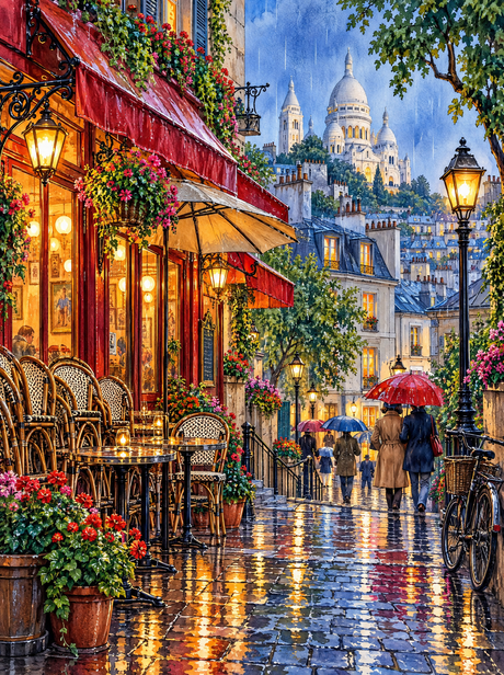 Montmartre Cafe In The Rain