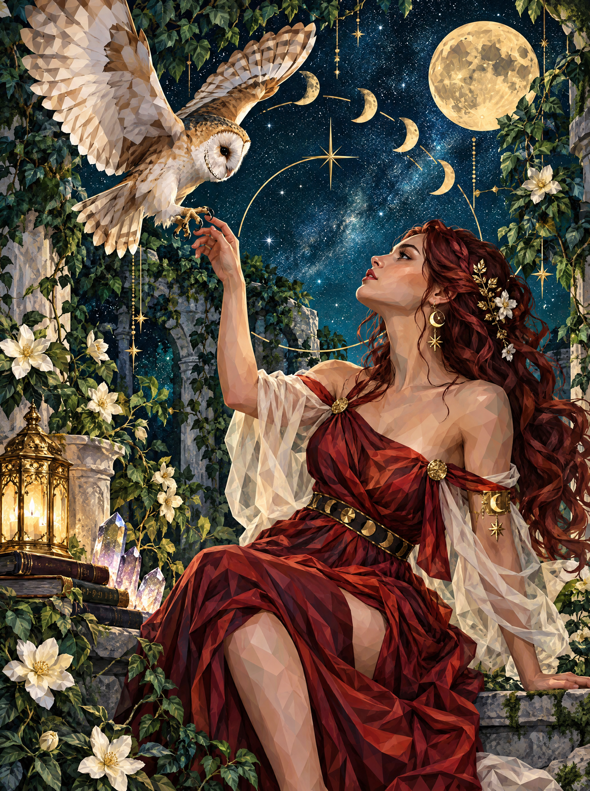 Moon Priestess And Owl