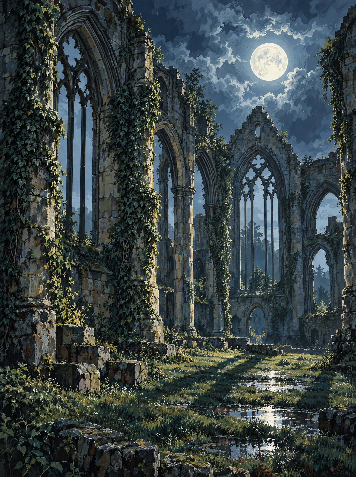 Moonlit Abbey Ruin