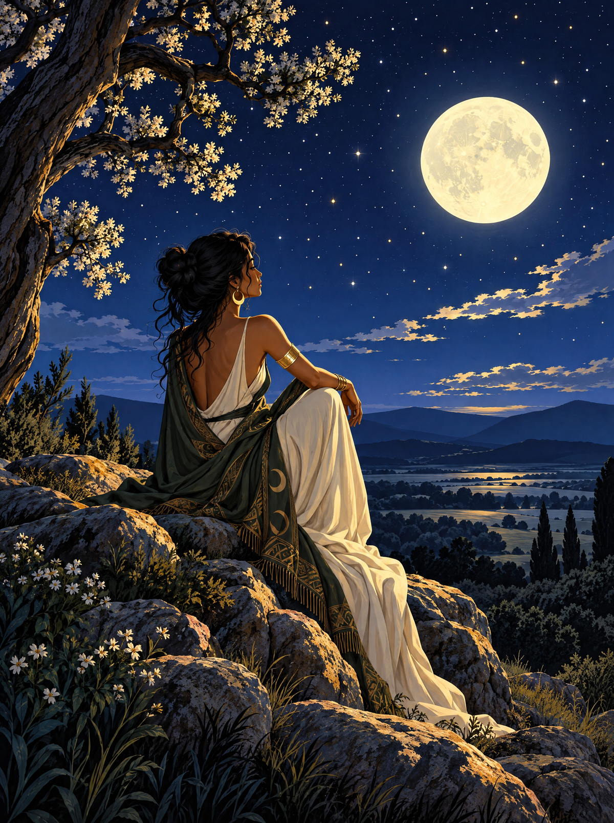 Moonlit Hilltop Vigil