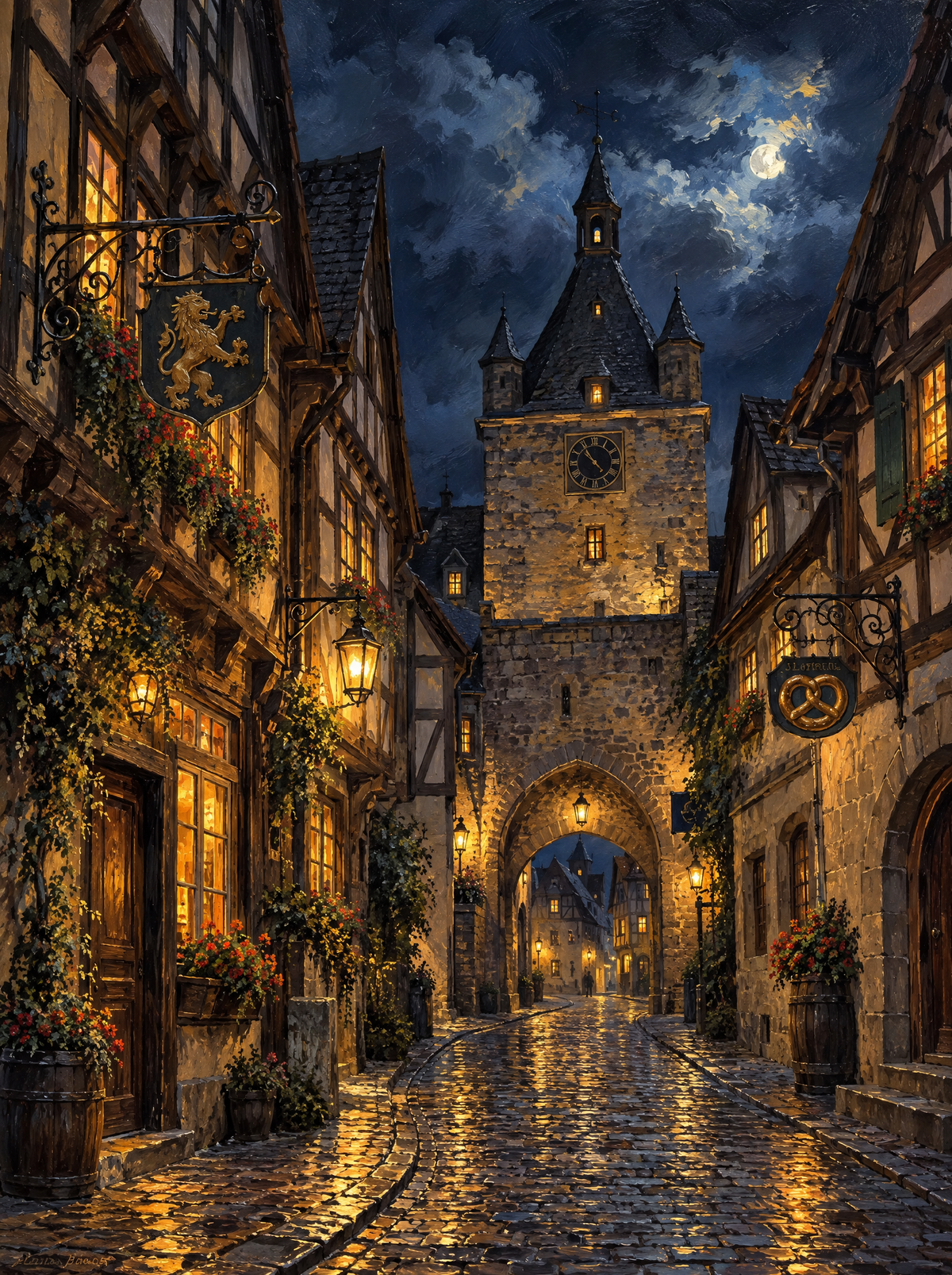 Moonlit Medieval Gate Tower