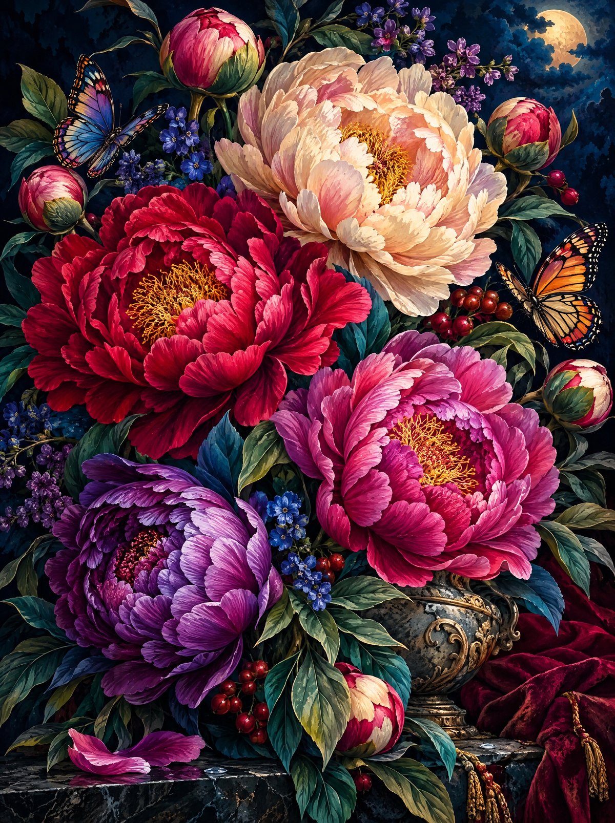 Moonlit Peony Bouquet
