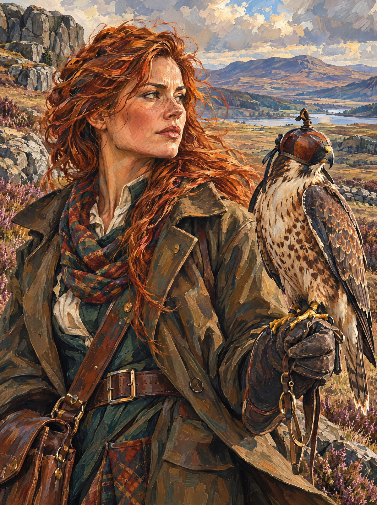 Moorland Falconer And Falcon