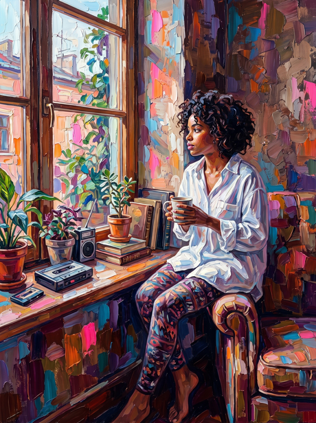 Morning Coffee And Mixtapes (150 Color Diamond Painting)