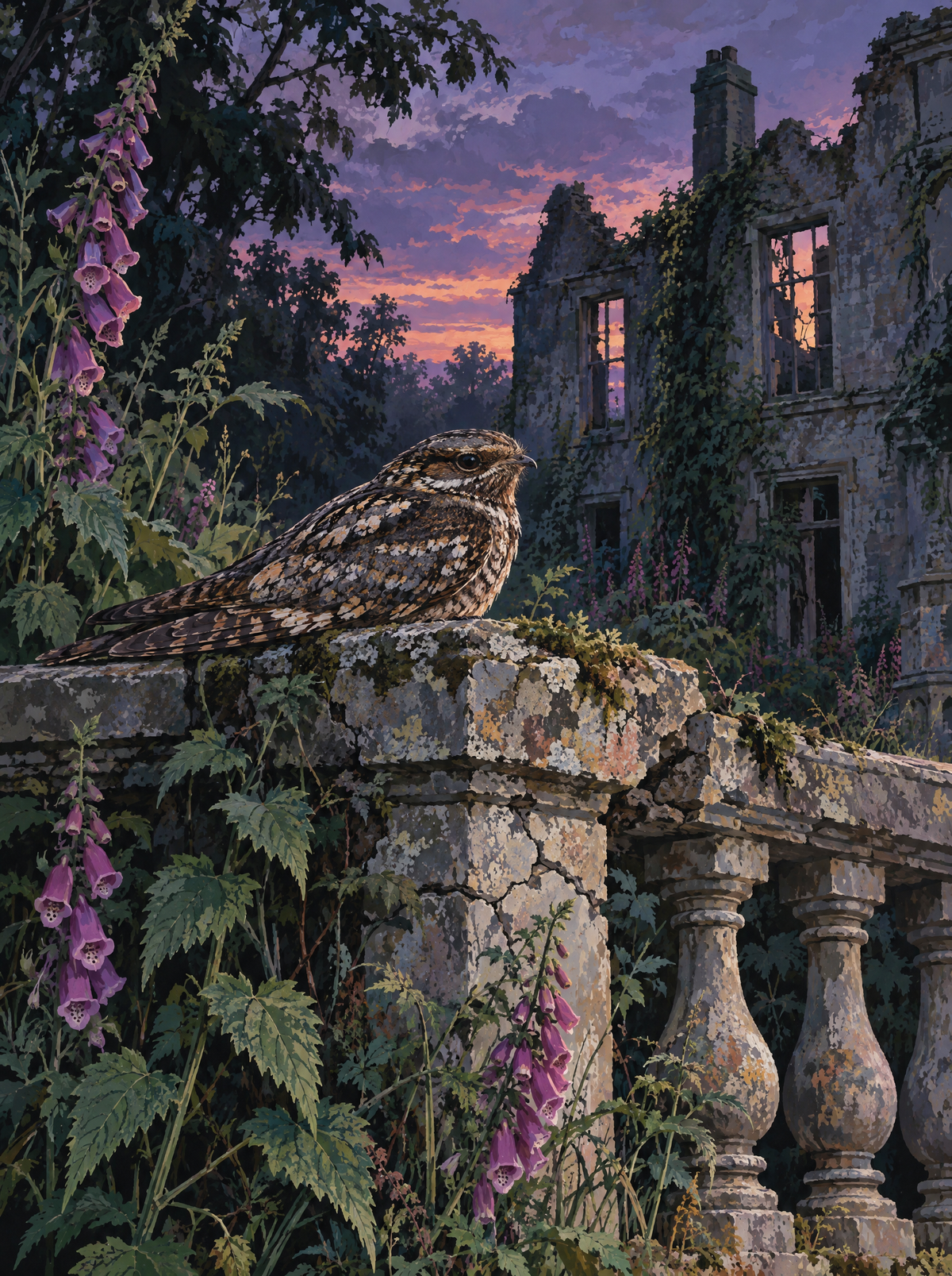 Nightjar On The Balustrade