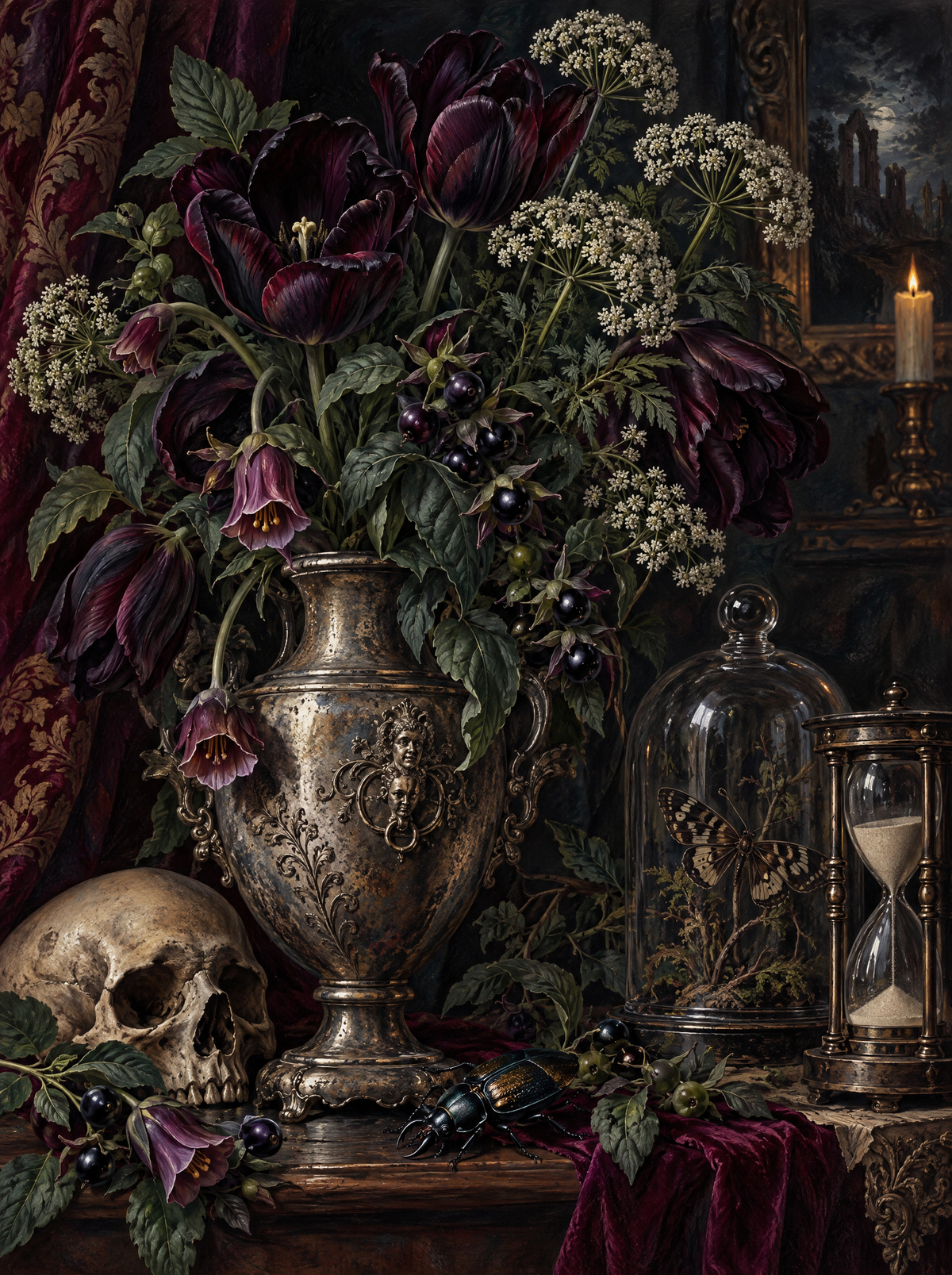 Nightshade And Black Tulips