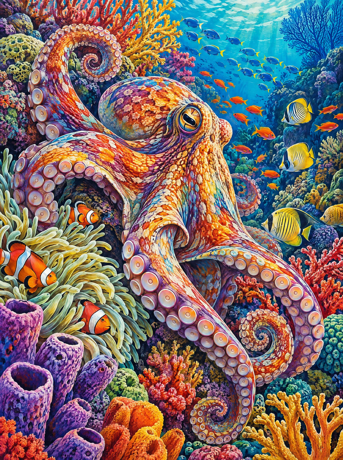 Octopus Over Technicolour Coral