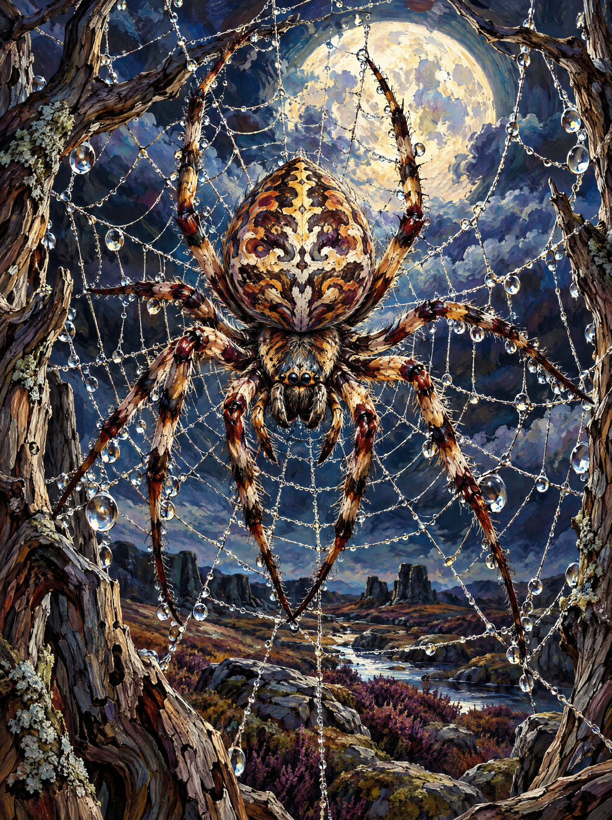 Orb Weaver Moonlit Web