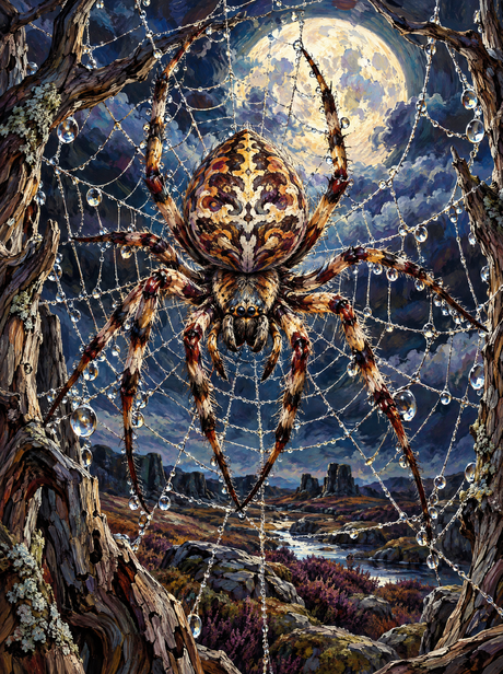 Orb Weaver Moonlit Web