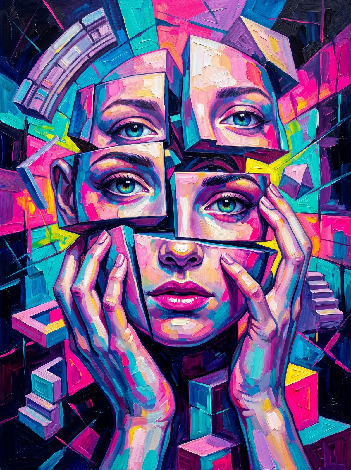Palette Knife Fractured Face