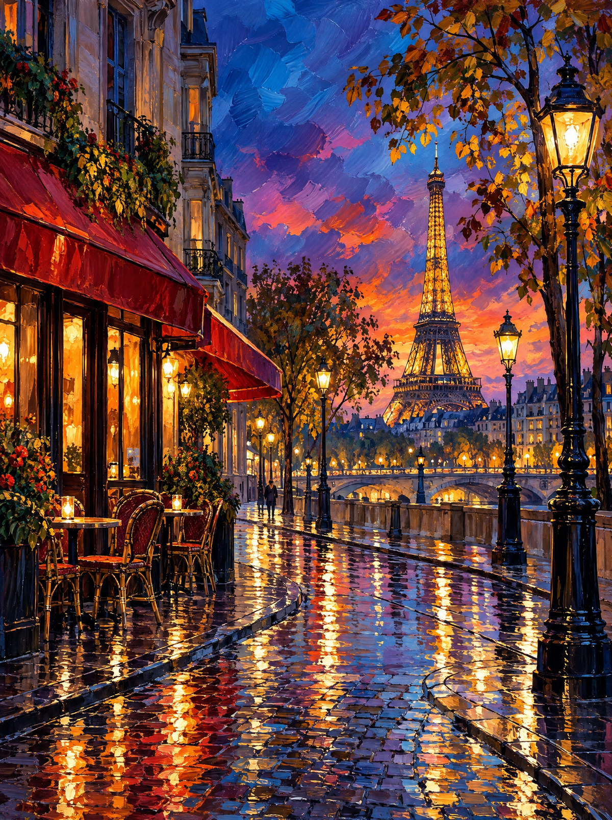 Paris Cafe Under Eiffel Tower