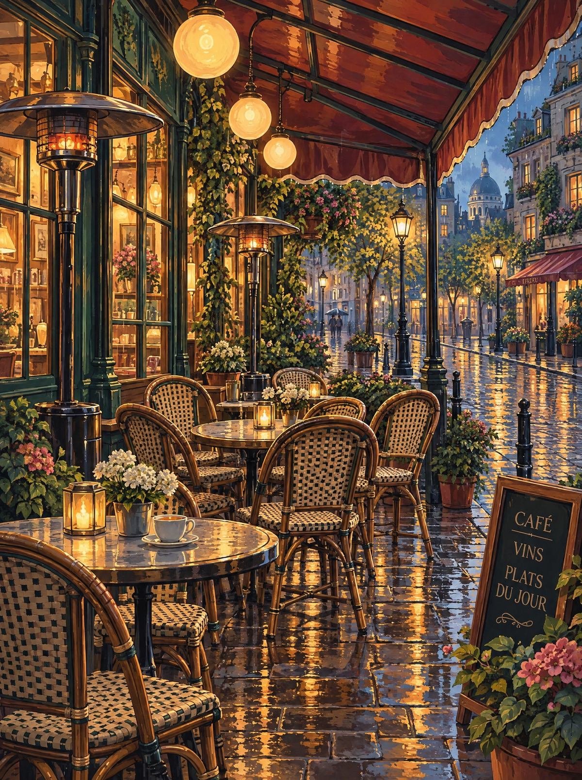 Paris Terrace In The Rain