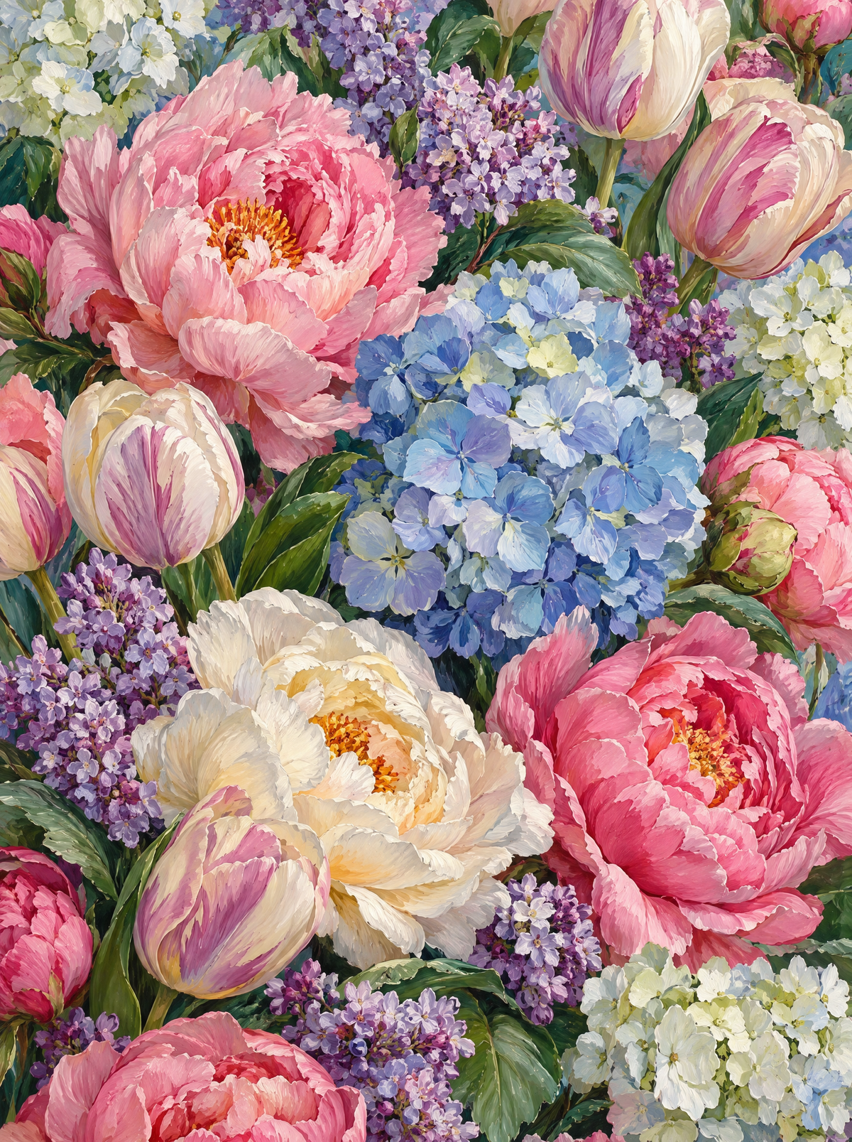 Pastel Peonies And Tulips