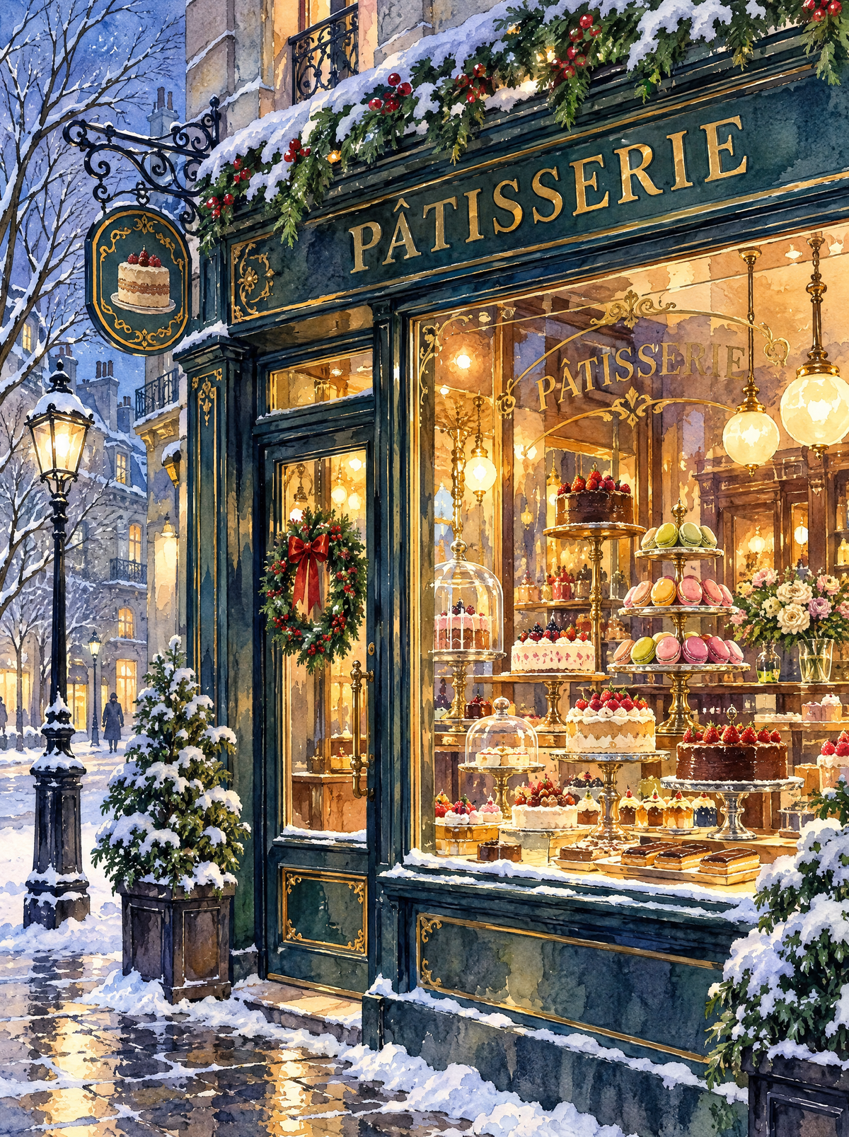 Pâtisserie Window In Snow