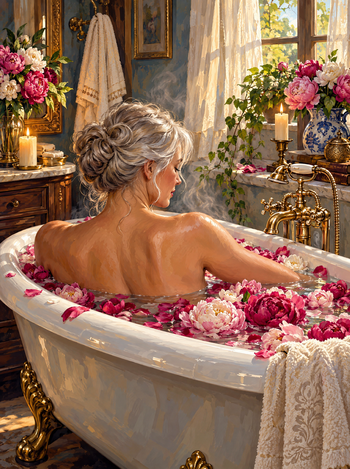 Peony Bath At First Light