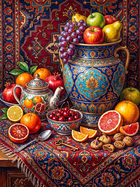 Persian Carpet Fruit Table (150 Color Diamond Painting)