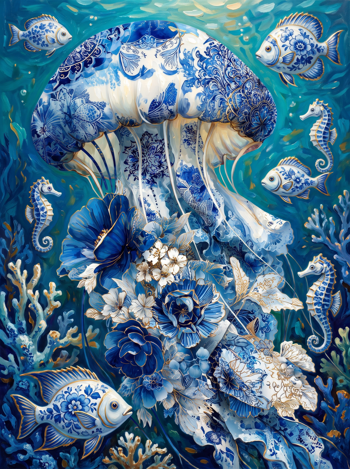 Porcelain Blue Jellyfish Reef