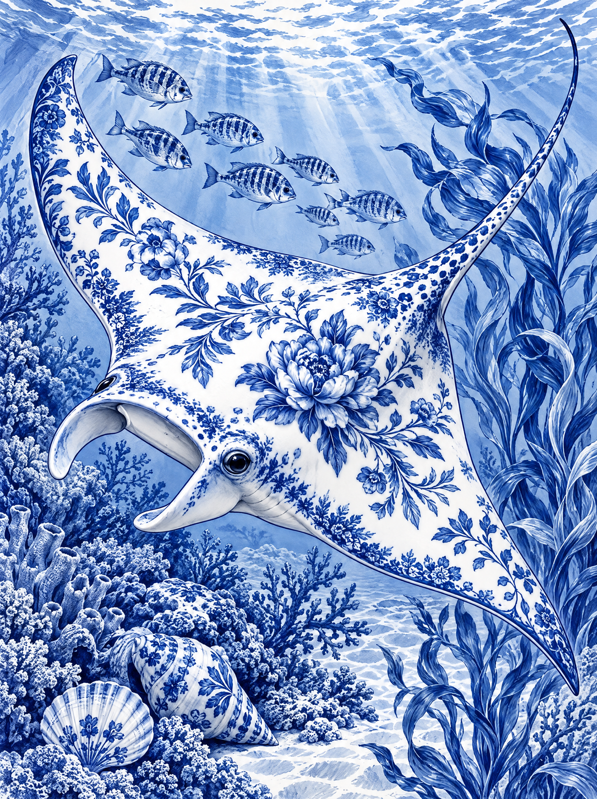 Porcelain Blue Manta Ray