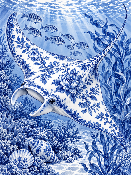 Porcelain Blue Manta Ray