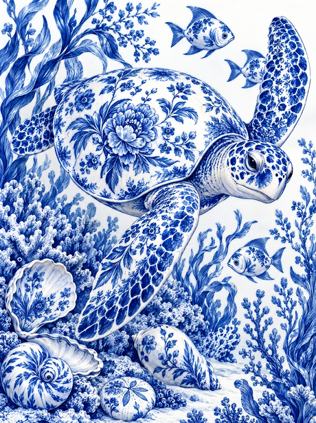 Porcelain Blue Sea Turtle