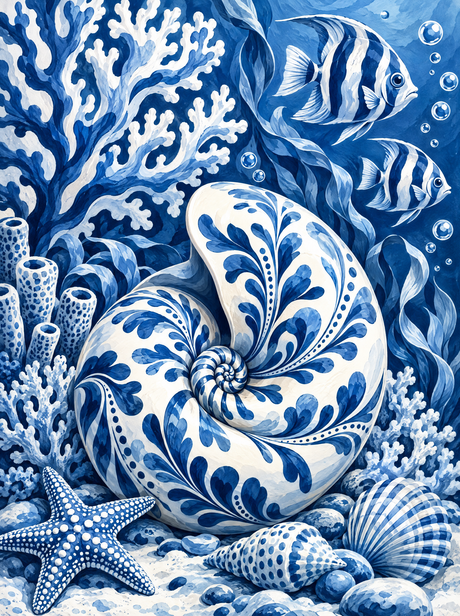 Porcelain Nautilus And Angelfish