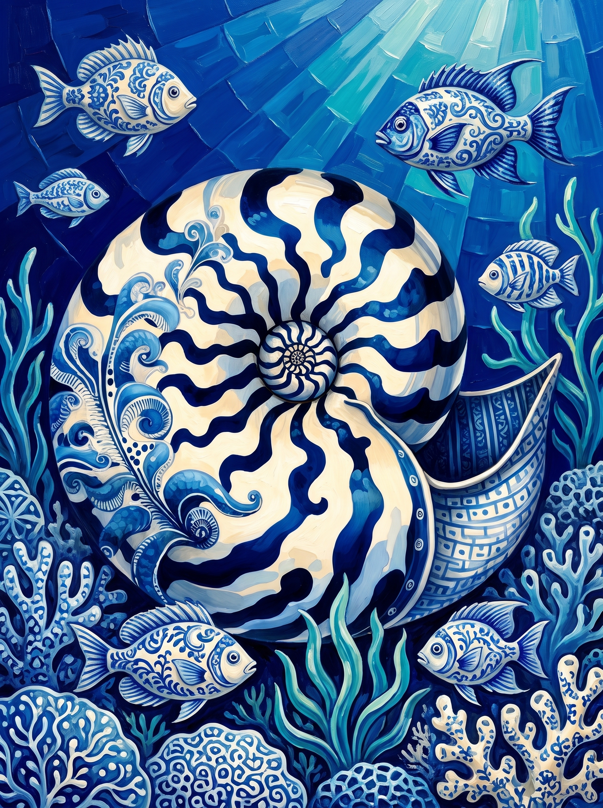 Porcelain Nautilus Underwater