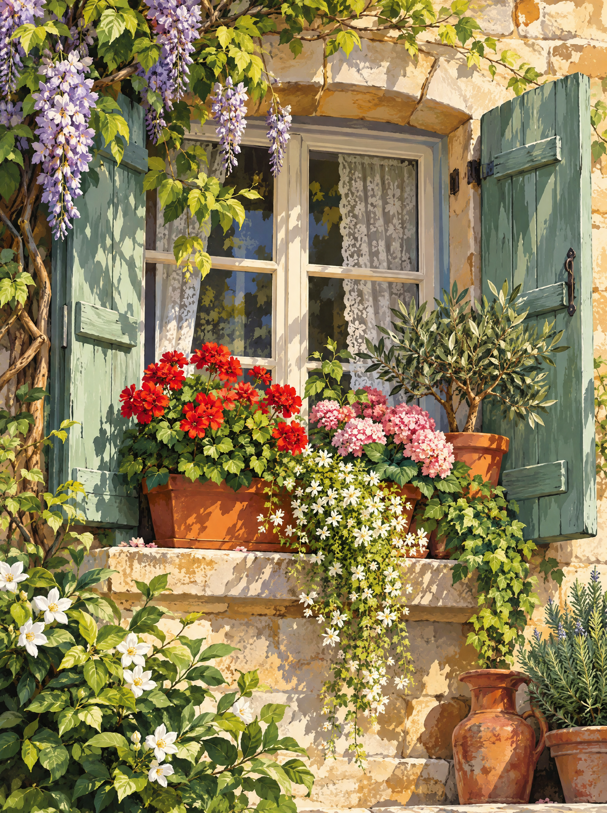 Provencal Shuttered Window